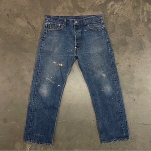 Vintage Y2K Levi's 501XX Button Fly Straight Leg Painted Jeans 36x30